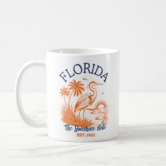 Florida The Sunshine State with Heron & Palm Tree Koffiemok (Links)