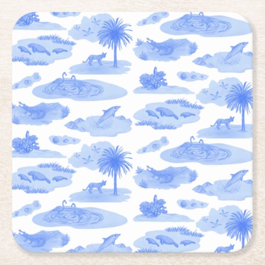 Florida Toile Onderzetter (Cornflower Blue) (Voorkant)