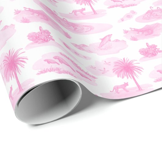 Florida Toile (Roze) Cadeaupapier (Rol Hoek)