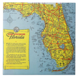 Florida Tourist Map Ceramic Tegel Tegeltje