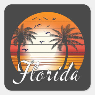  Florida USA Palm Trees Summer Beach Vierkante Sticker
