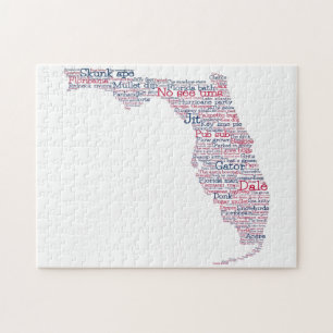 Florida USA Slang Word Art Map Jigzaag Puzzle Legpuzzel