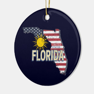 Florida Verenigde Staten Retro Kaart Verenigde St Keramisch Ornament
