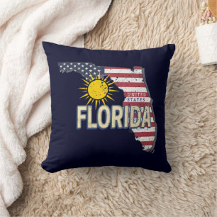 Florida Verenigde Staten Retro Kaart  Verenigde St Kussen