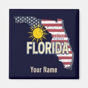 Florida Verenigde Staten Retro Kaart  Verenigde St Magneet