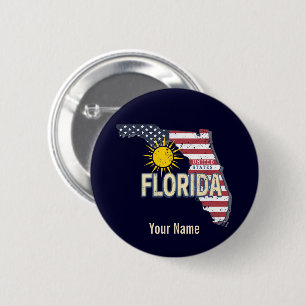 Florida Verenigde Staten Retro Kaart  Verenigde St Ronde Button 5,7 Cm