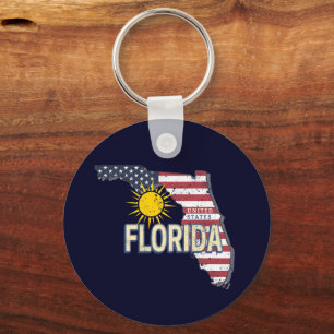 Florida Verenigde Staten Retro Kaart  Verenigde St Sleutelhanger