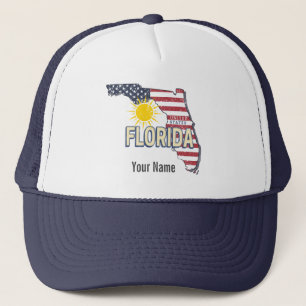 Florida Verenigde Staten Retro Kaart Verenigde St Trucker Pet
