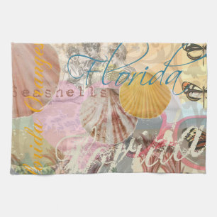 Florida Vintage Travel Beach Seashell Shell Art Theedoek