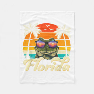 Florida Vintage Zonsondergang Trocal Zomer Vakanti Fleece Deken