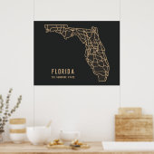 Florida VS State wegenkaart - Sunshine State kaart Poster (Keuken)