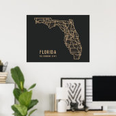 Florida VS State wegenkaart - Sunshine State kaart Poster (Thuiskantoor)