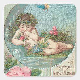 Florida Water en Cherub 1888 Vierkante Sticker