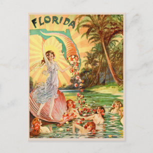 Florida waternimfen vintage toerisme illustratie briefkaart