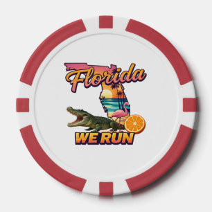 Florida We Run Zonsondergang Alligator Flamingo Sp Poker Chips