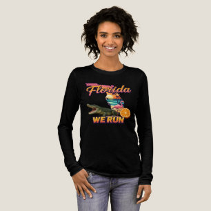 Florida We Run Zonsondergang Alligator Flamingo Sp Tri-Blend Shirt