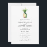 Florida Wedding Invitations Aquarelle Ananas<br><div class="desc">Un choix simple mais botanique pour annoncer votre mariage. Ces invitations de mariage en Floride comprennent un ananas à l'aquarelle minimaliste avec vos détails en gris fusain sur un arrière - plan blanc immaculé. La carte revient à une couleur verte sauge offerte. Utilisez les champs modèle pour customiser avec vos...</div>