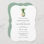 Florida Wedding Invitations Aquarelle Ananas (Devant / Derrière)