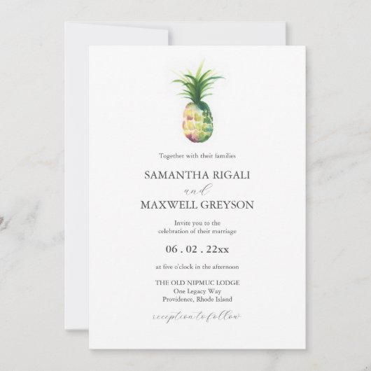 Florida Wedding Invitations Aquarelle Ananas (Devant)