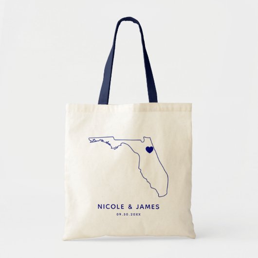 Florida Wedding Welcome Tas Navy Blue Map (Voorkant)
