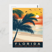 Florida, Zonsondergang op het strand, Reizen Briefkaart (Voorkant / Achterkant)