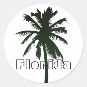 Florida, zwarte palmboom ronde sticker