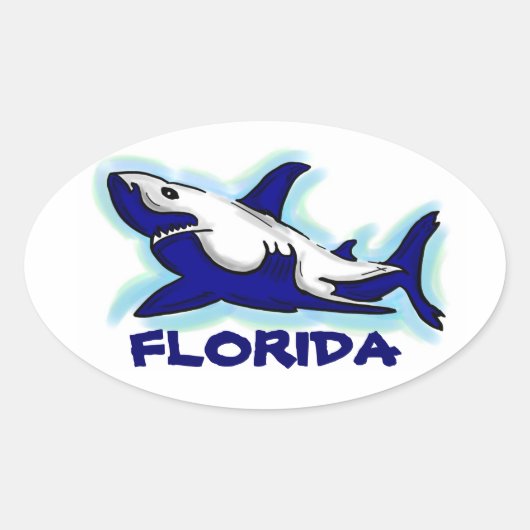 Floride bleu requin thème autocollants ovale (Devant)