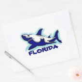 Floride bleu requin thème autocollants ovale (Enveloppe)