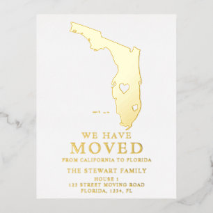 Floride carte d'état coeur maison déménagement or
