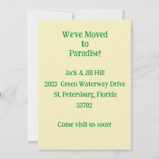 Floride Carte Moving Faire-part (Dos)