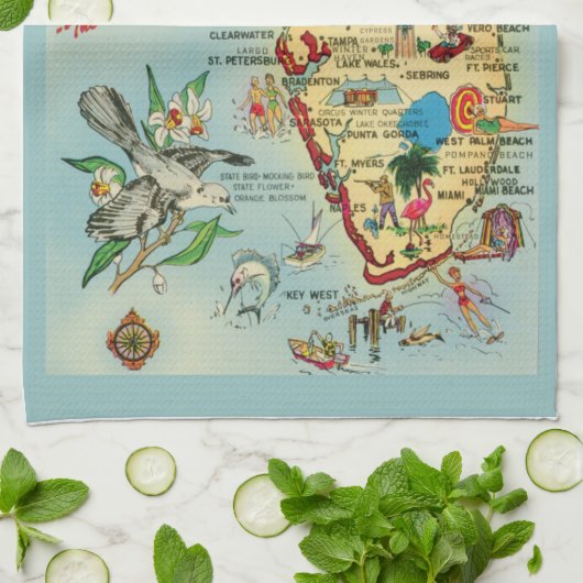 Floride Carte Serviettes de cuisine (Plié)