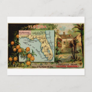 Floride, carte vintage 1889