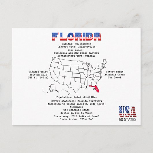 Floride état américain sur la carte et des informa (Devant)