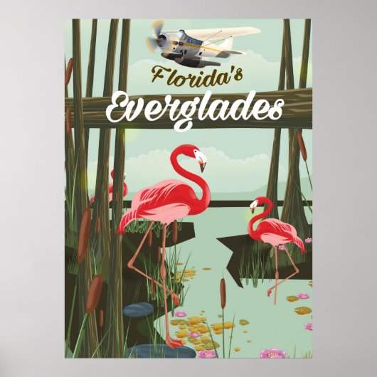 Floride Everglades dessin animé poster de voyage (Devant)