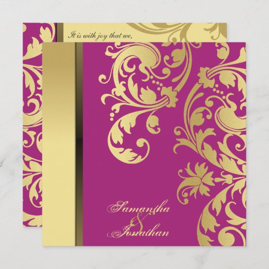 Floride Faire-part de mariage rose Gold Shimmer (Devant / Derrière)