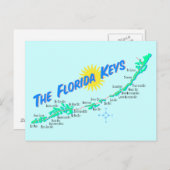 Floride Keys Carte rétro illustration (Devant / Derrière)