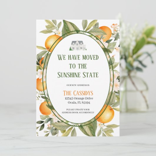 Floride Orange Moving Faire-part (Debout devant)