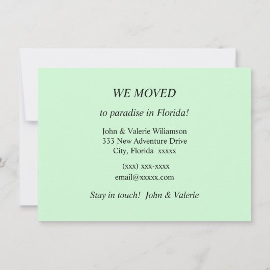 Floride Salutation Moving Faire-part (Dos)