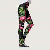 Floride Sud - Flamant rose rose Leggings sur noir (Droite)