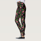 Floride Sud - Flamant rose rose Leggings sur noir (Gauche)