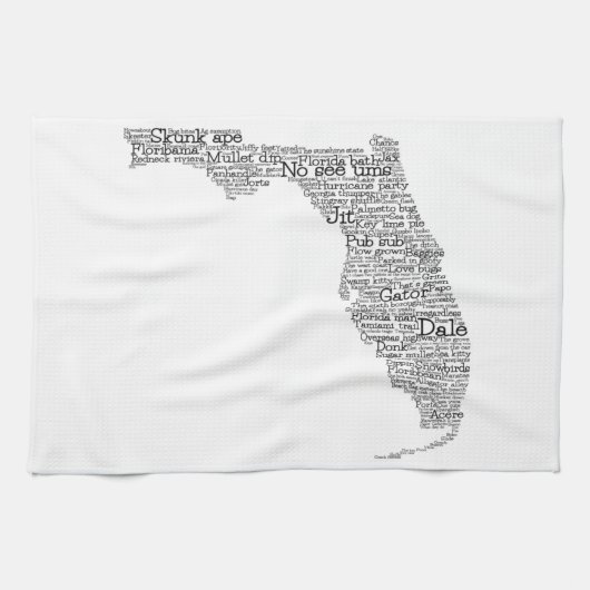 Floride USA Slang Word Art Map Serviette de cuisin (Horizontal)