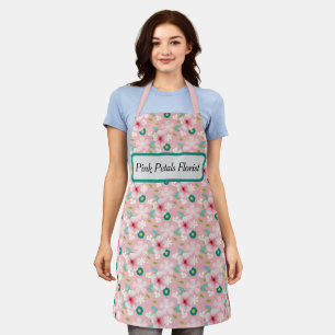 Florist Apron Pink met bloemen Schort