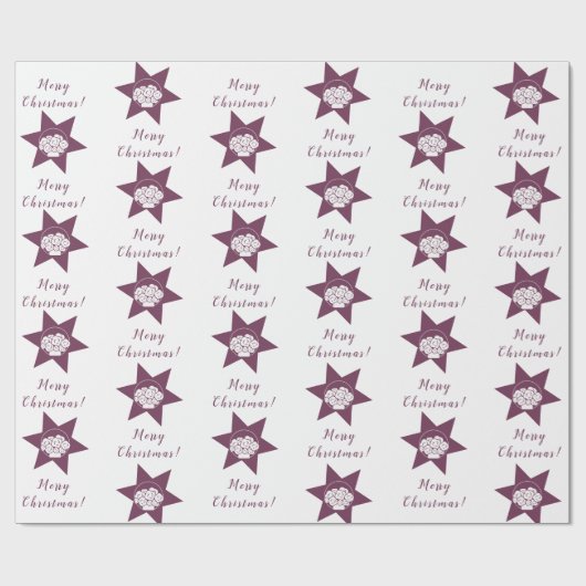 Florist Custom Logo Merry Kerstmis Paars & White Cadeaupapier (Vlak)
