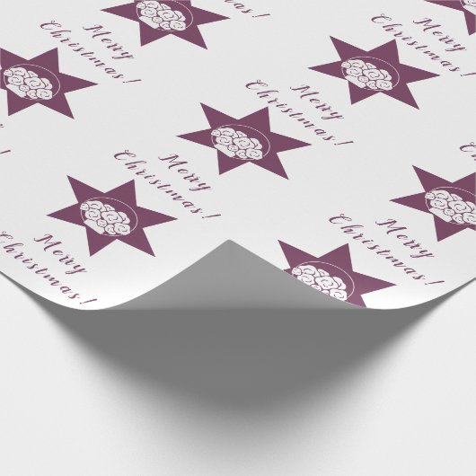 Florist Custom Logo Merry Kerstmis Paars & White Cadeaupapier (Hoek)