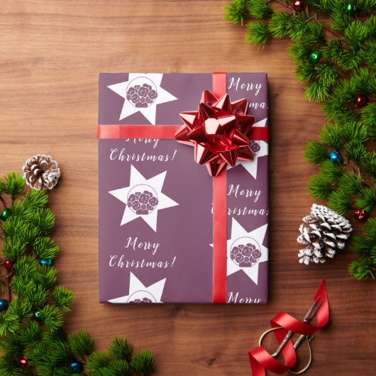 Florist Custom Logo Merry KerstWhite en Paars Cadeaupapier (Feestdagen Geschenken)