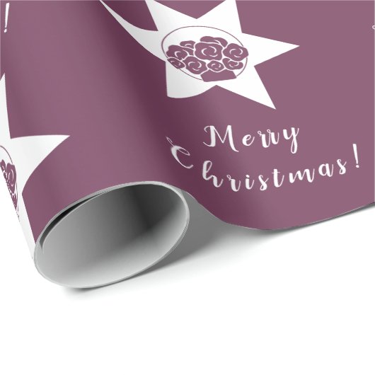 Florist Custom Logo Merry KerstWhite en Paars Cadeaupapier (Rol Hoek)