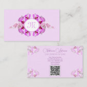 Florist-orchidee-bloemmonogram, QR-code Visitekaartje (Voorkant / Achterkant)
