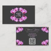 Florist-orchidee-bloemmonogram, QR-code Visitekaartje (Voorkant / Achterkant)