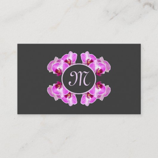 Florist-orchidee-bloemmonogram, QR-code Visitekaartje (Voorkant)