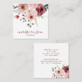 Floriste Floral Carré Carte de visite (Devant / Derrière)